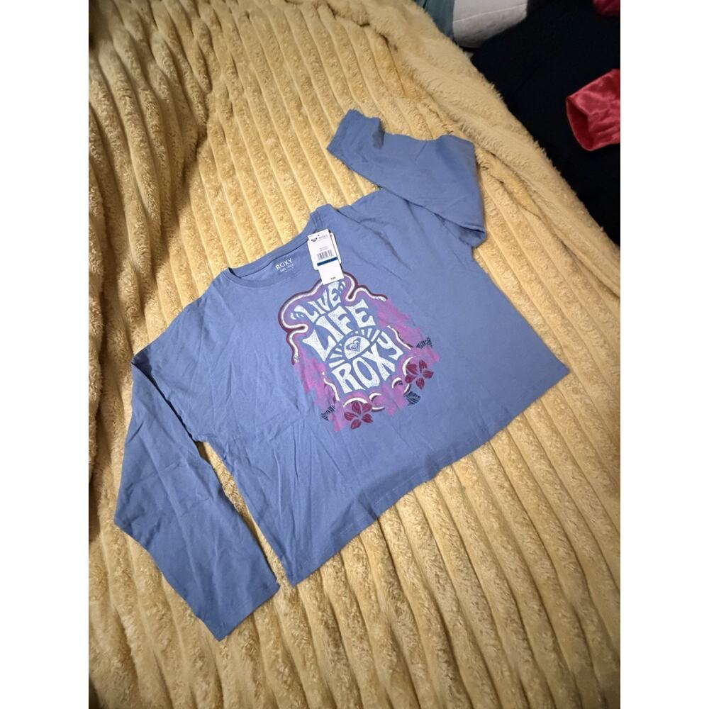 NWT Girls ROXY cropped Long Sleeve blue purple 
T- shirt Beach XL 16